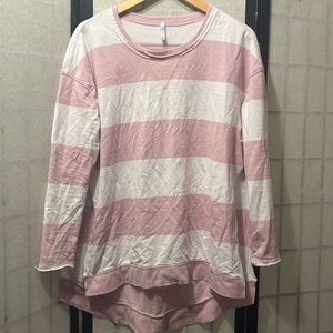 Z SUPPLY The Weekender Cotton Blend Oversized Striped High Low Pullover Top